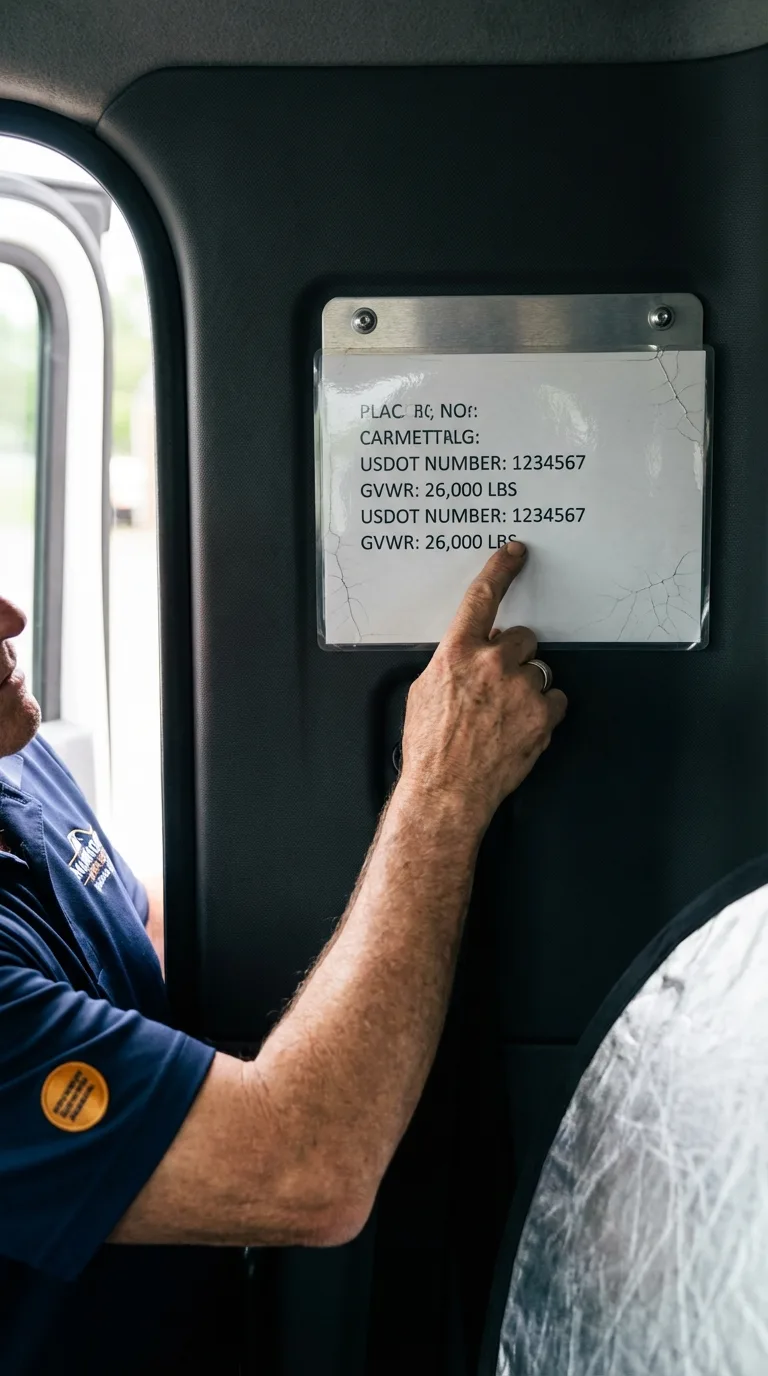 USDOT licensing placard verification in Delmont